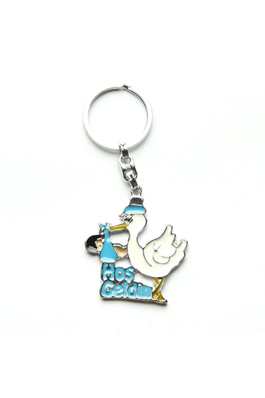 Hoş Geldin Yazılı Leylek Tasarımlı Anahtarlık