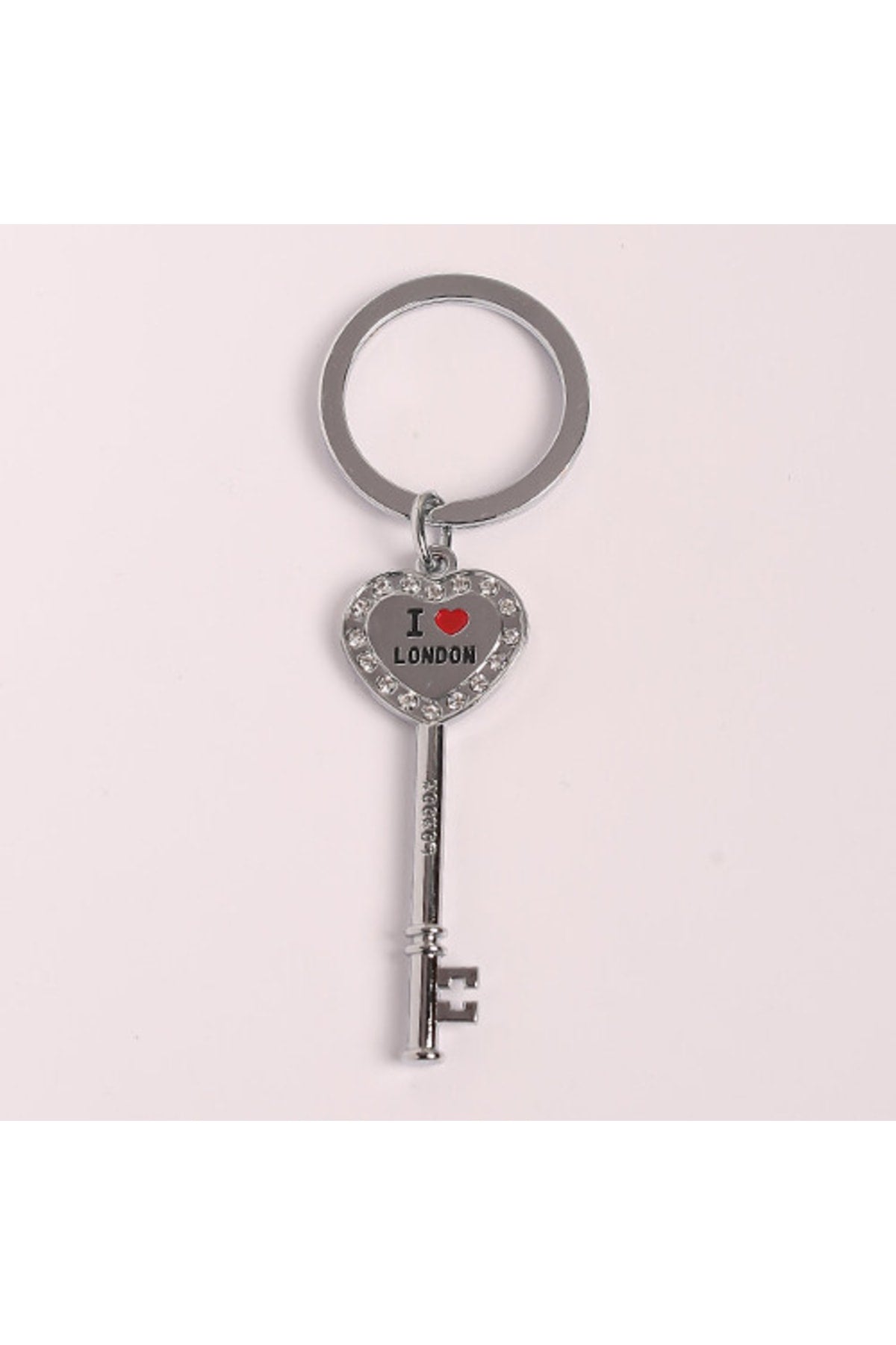 Taşlı Anahtar Tasarımlı Çelik Anahtarlık