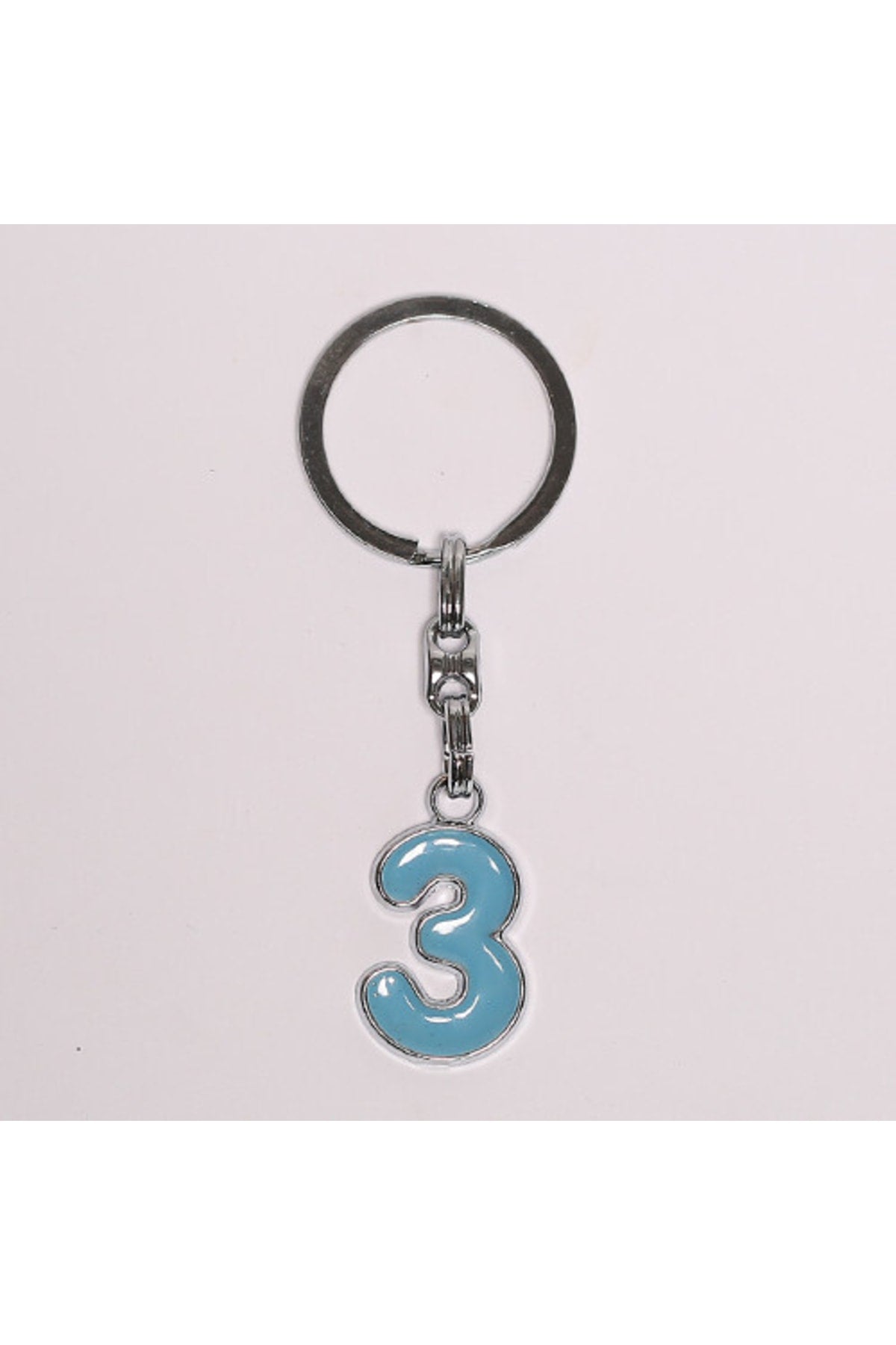 Açık Mavi 3 Rakamlı Çelik Anahtarlık