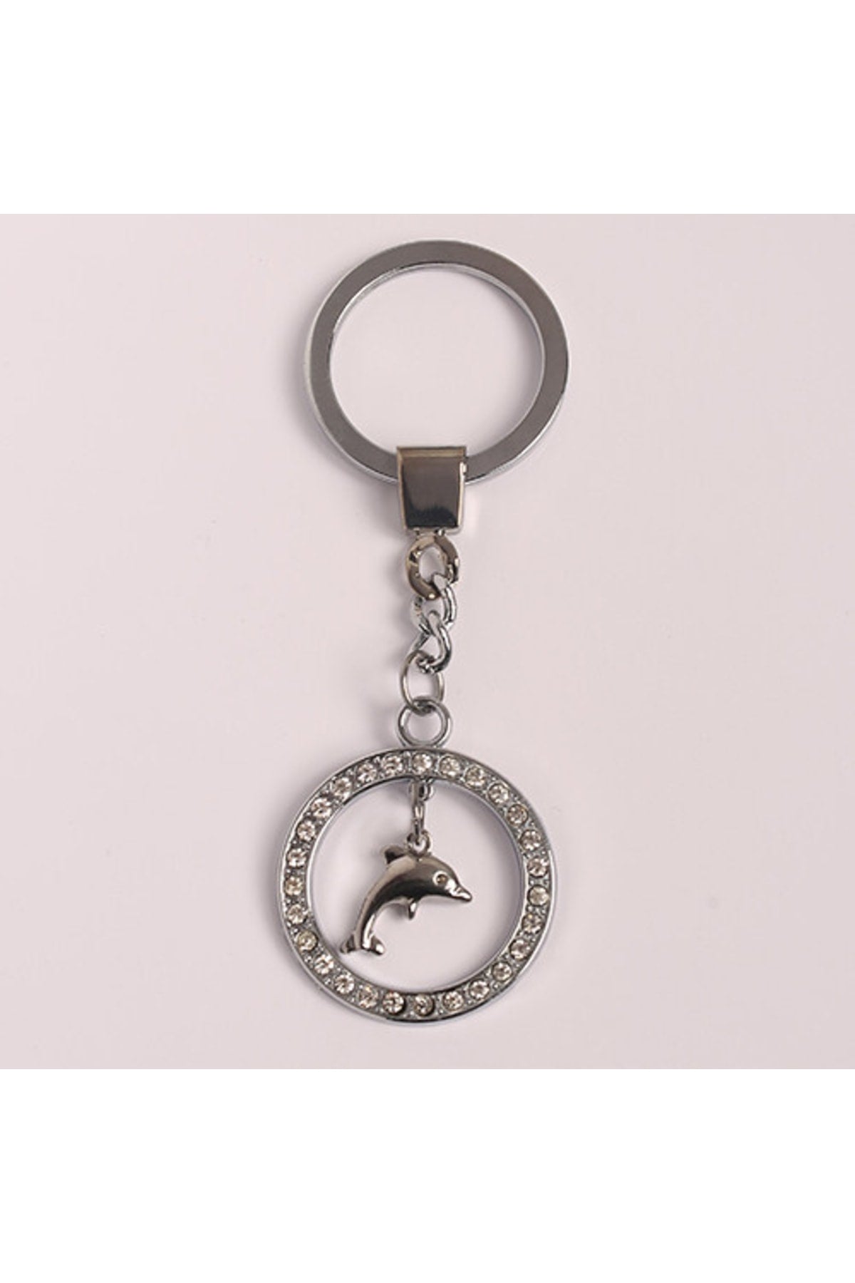 Taşlı Yunus Tasarımlı Çelik Anahtarlık