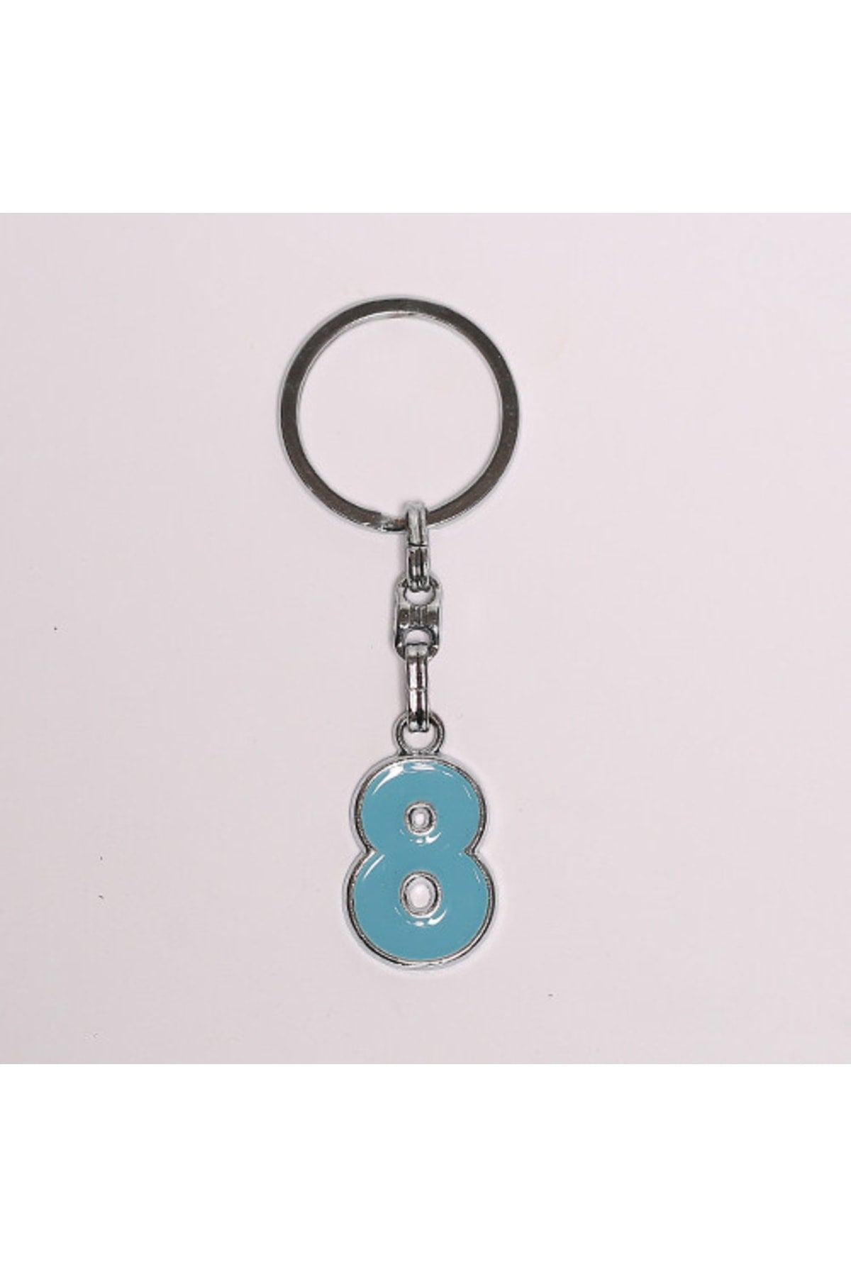 Açık Mavi 8 Rakamlı Çelik Anahtarlık