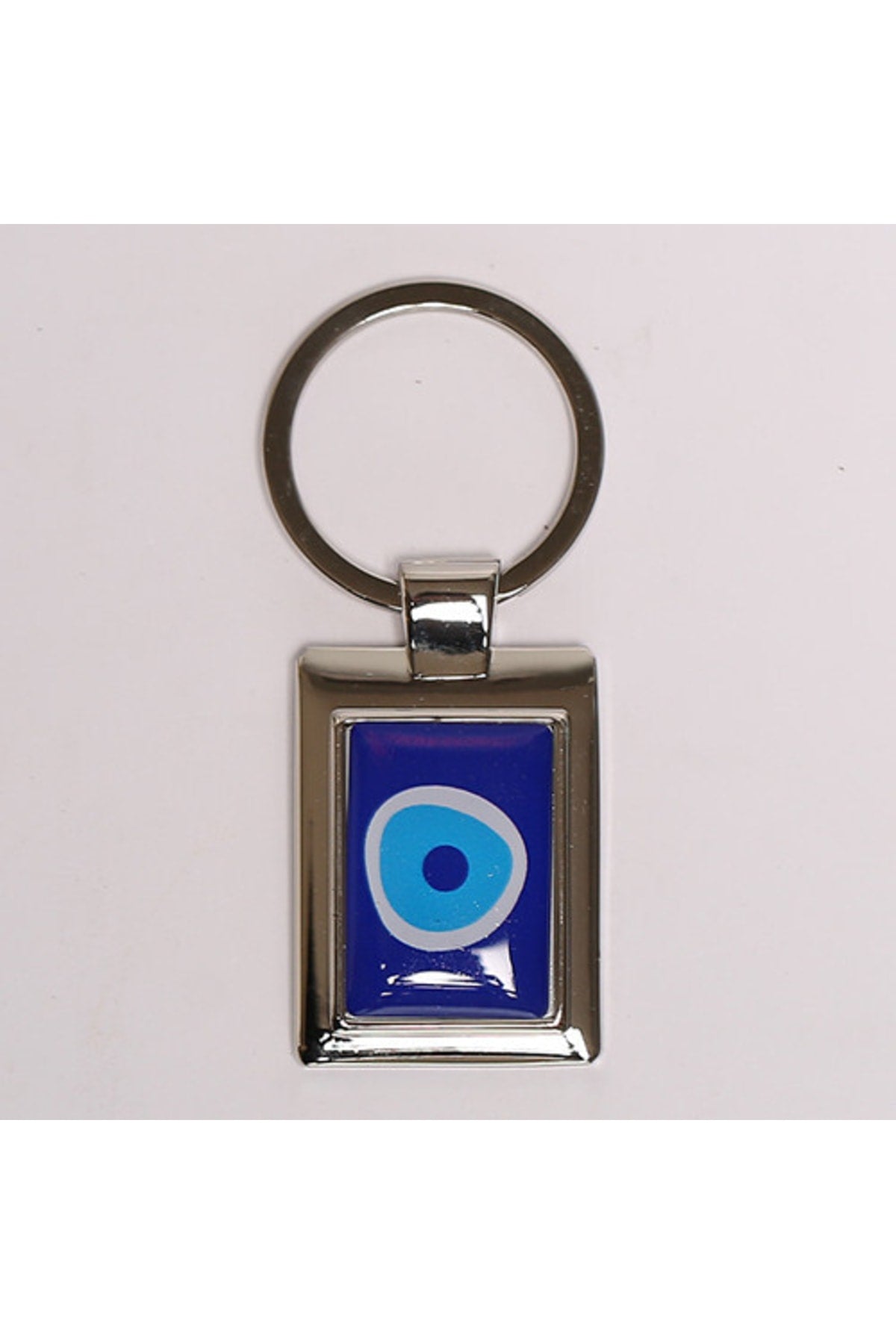 Nazar Boncuklu Gümüş Rengi Çelik Anahtarlık