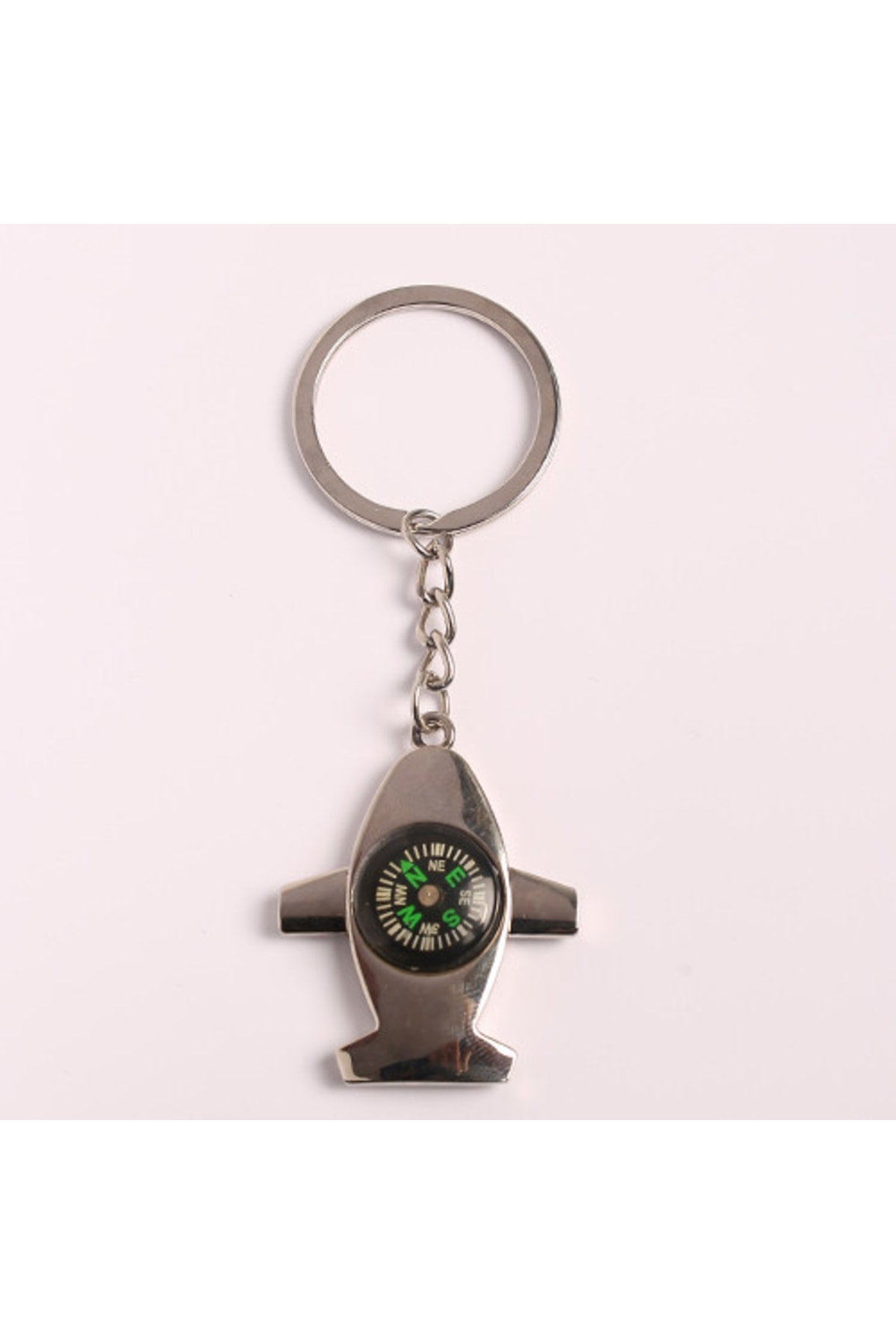 Pusulalı Uçak Tasarımlı Çelik Anahtarlık