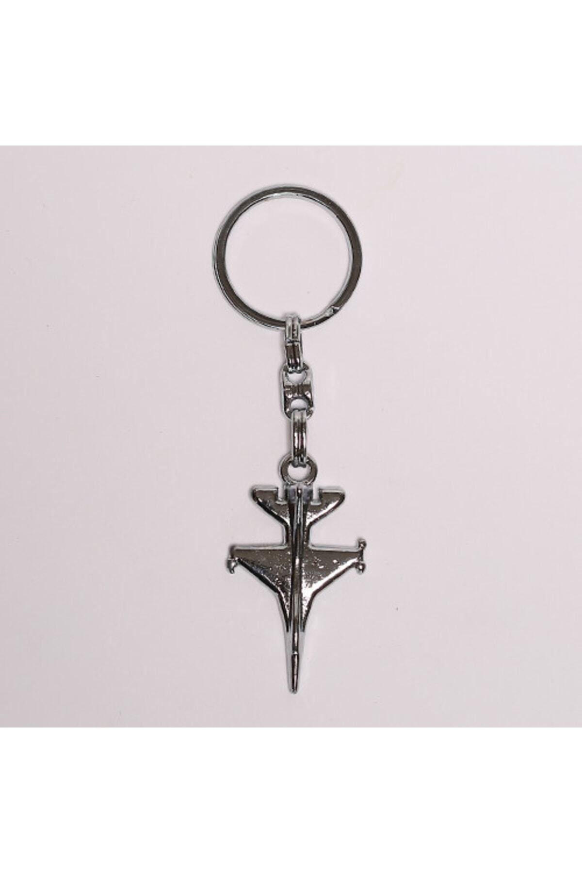 Gümüş Rengi F16 Figürlü Çelik Anahtarlık
