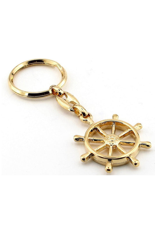 Altın Rengi Gemici Dümen Metal Anahtarlık