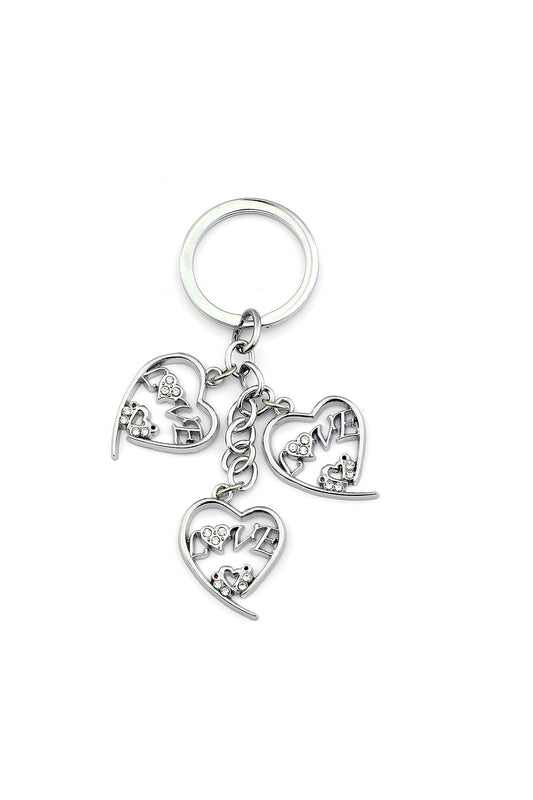 Taşlı Kalp Figürlü Love Yazılı Anahtarlık Newlife