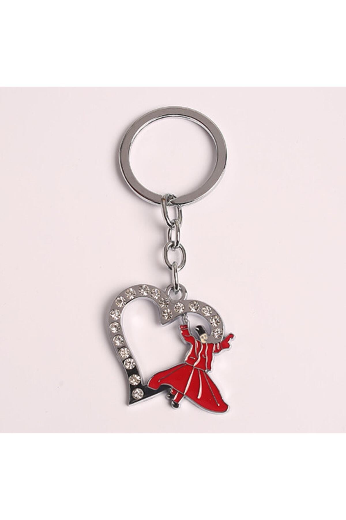 Mevlana Tasarımlı Taş Işlemeli Çelik Anahtarlık