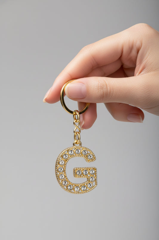 HARF TAŞLI ŞIK ANAHTARLIK GOLD G HARFİ