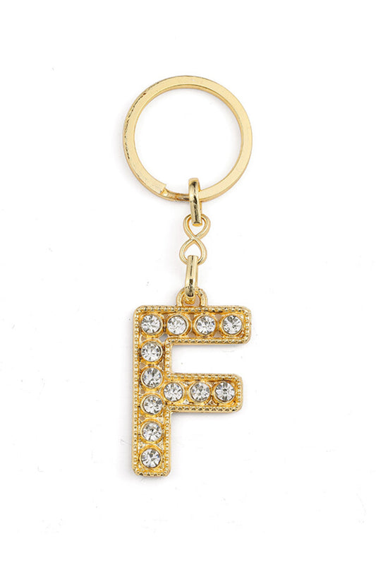 HARF TAŞLI ŞIK ANAHTARLIK GOLD F HARFİ