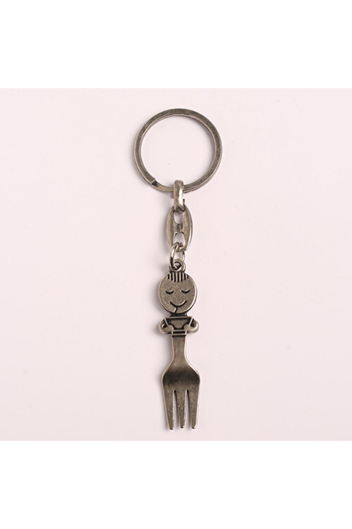 Surat Figürlü Çatal Tasarımlı Çelik-krom Anahtarlık
