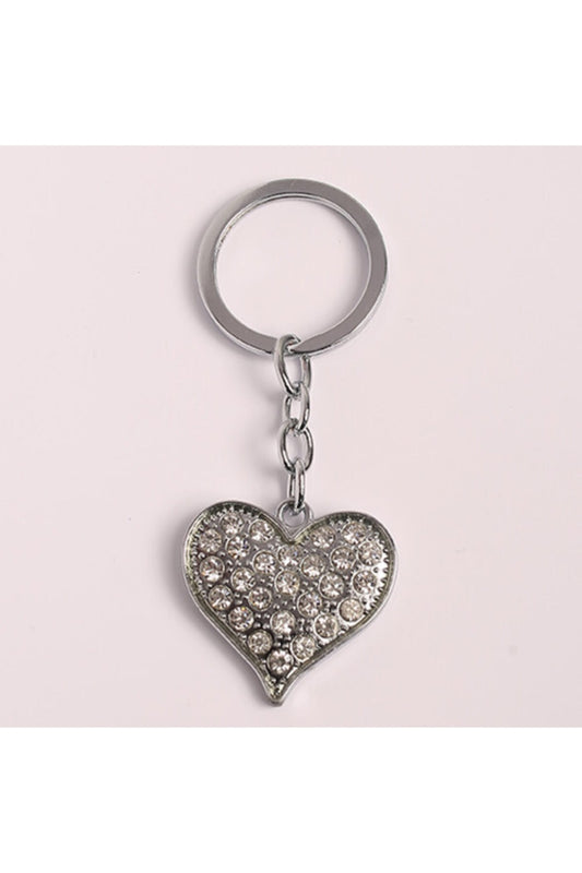Yenihayat Taşlı Kalp Desenli Tasarım Çelik Anahtarlık