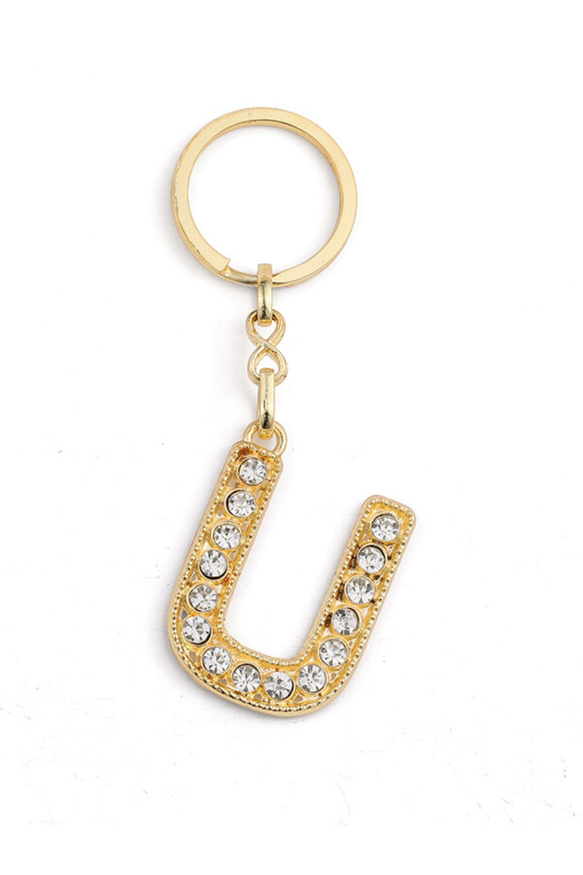 HARF TAŞLI ŞIK ANAHTARLIK GOLD U HARFİ