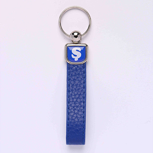 Blue Leather Letter Keychain