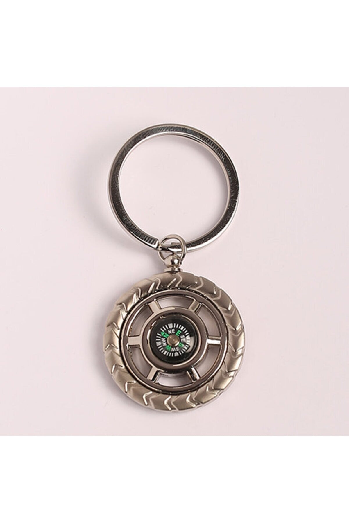 Steel-metal Keychain with Compass Design