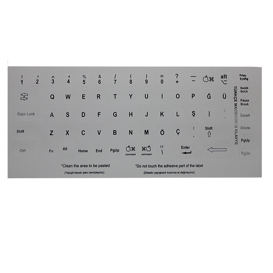Macbook Q Turkish Keyboard Sticker Label