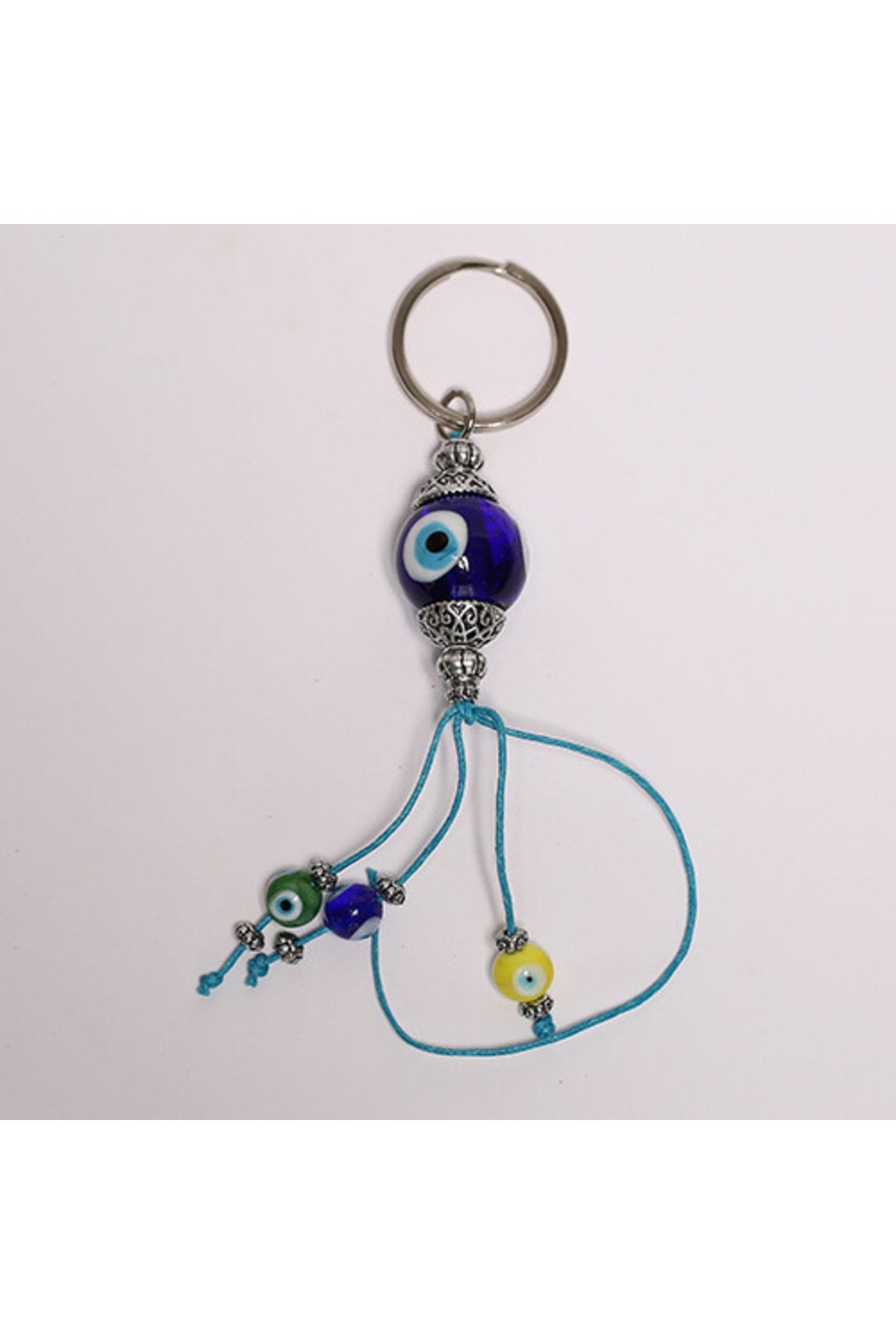 Nazar Boncuklu Gümüş Rengi Anahtarlık