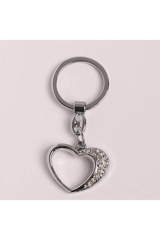 Taşlı Kalp Desenli Tasarım Çelik Anahtarlık
