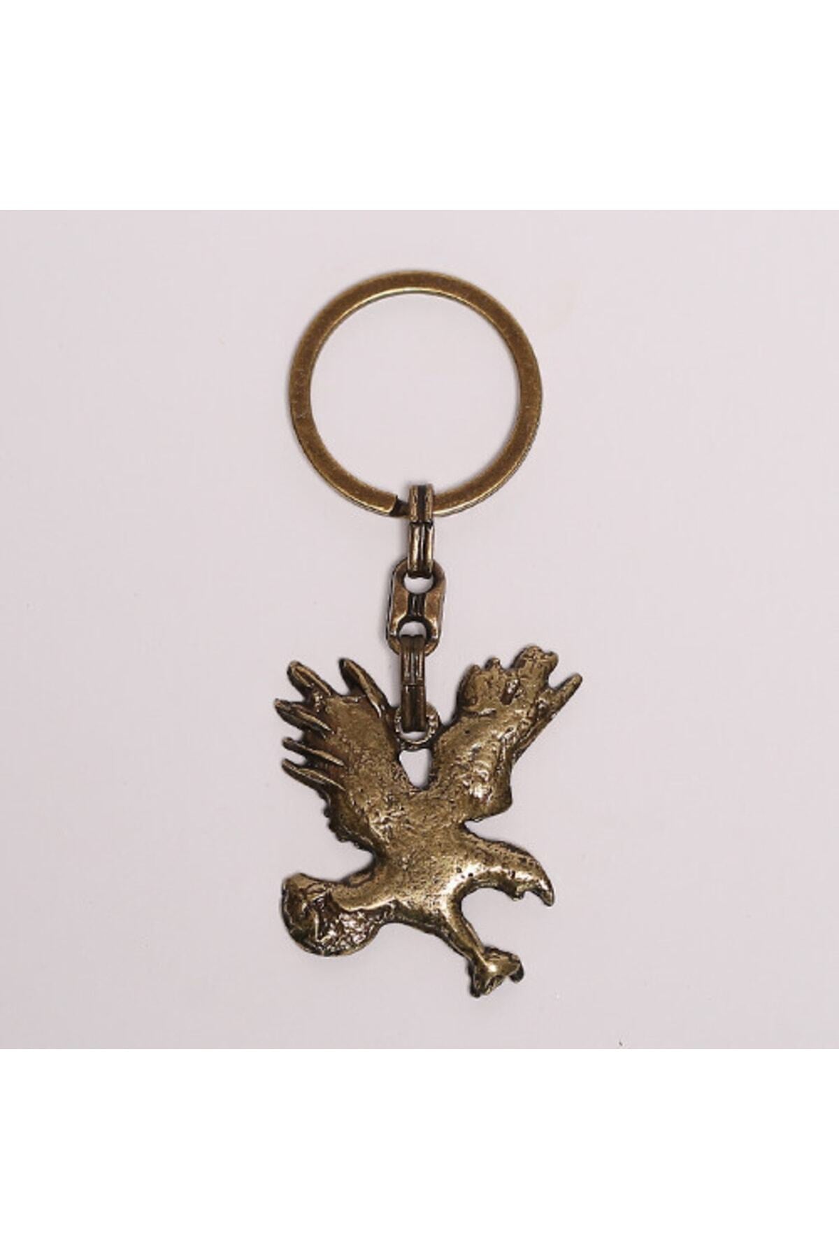 Bronz Şahin Figürlü Krom Anahtarlık