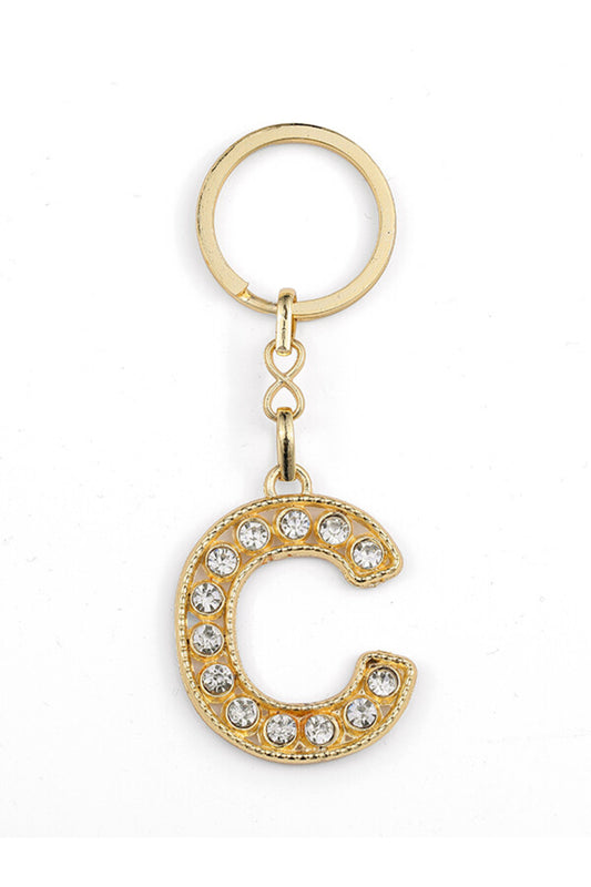 HARF TAŞLI ŞIK ANAHTARLIK GOLD C HARFİ