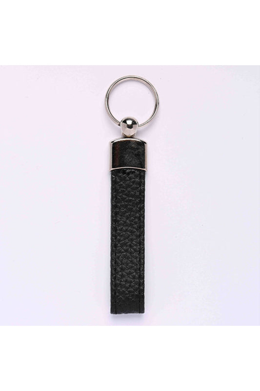 Deri Saplı Anahtarlık Siyah-metal