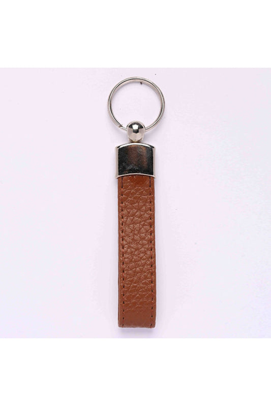 Deri Saplı Anahtarlık Kahverengi-metal