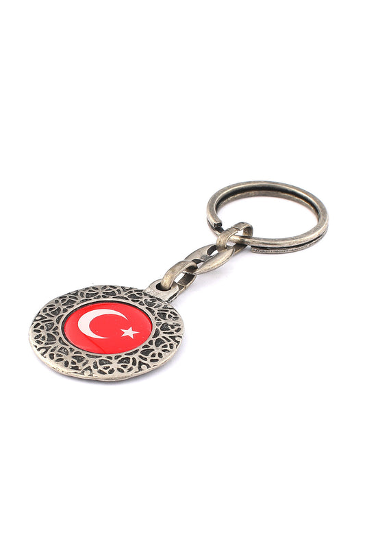 Türk Bayrağı Logolu Eskitme Anahtarlık ''NewLifePromosyon''