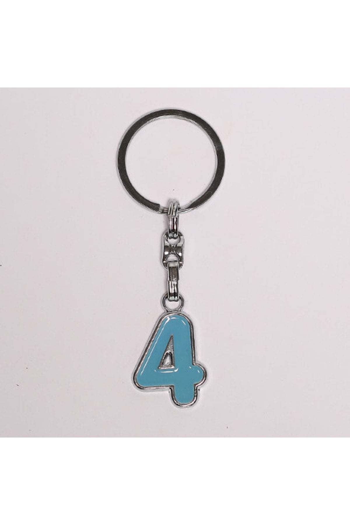 Açık Mavi 4 Rakamlı Çelik Anahtarlık