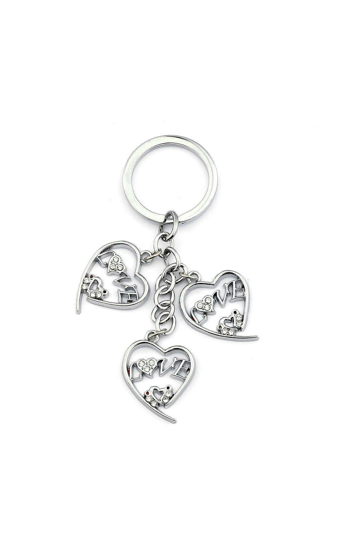 Taşlı Kalp Figürlü Love Yazılı Anahtarlık Newlife