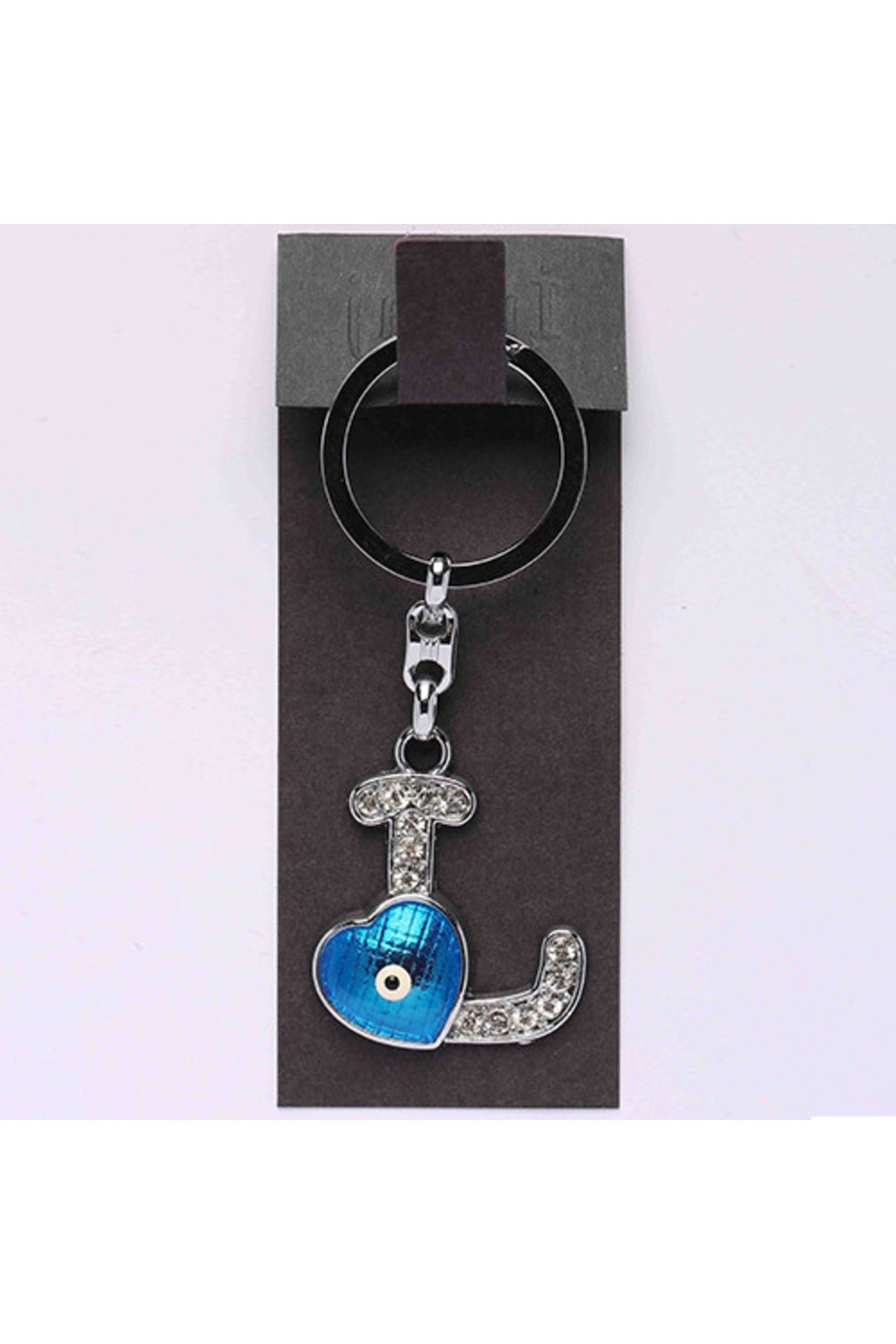 Nazar Boncuklu Krom Taşlı Harf Anahtarlık