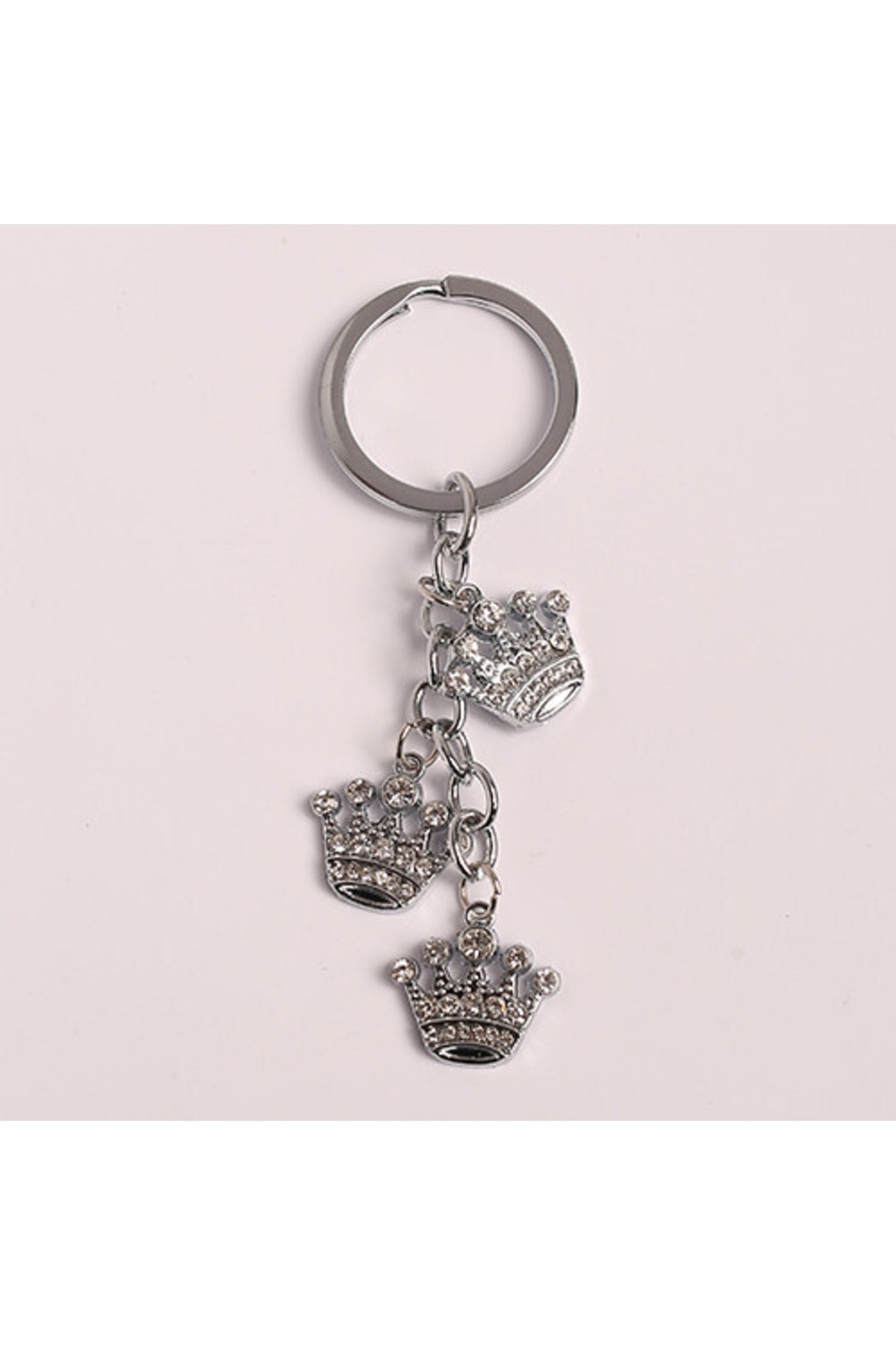 Taşlı Kraliyet Tacı Tasarımlı Çelik Anahtarlık