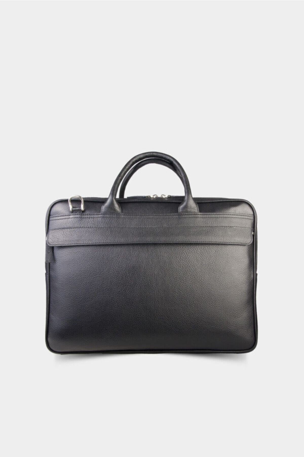 Siyah Mega Boy Laptop Girişli Hakiki Deri Evrak Çantası