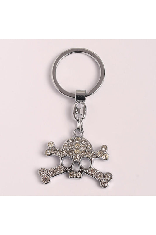 Taşlı Kurukafa Tasarımlı Çelik Anahtarlık