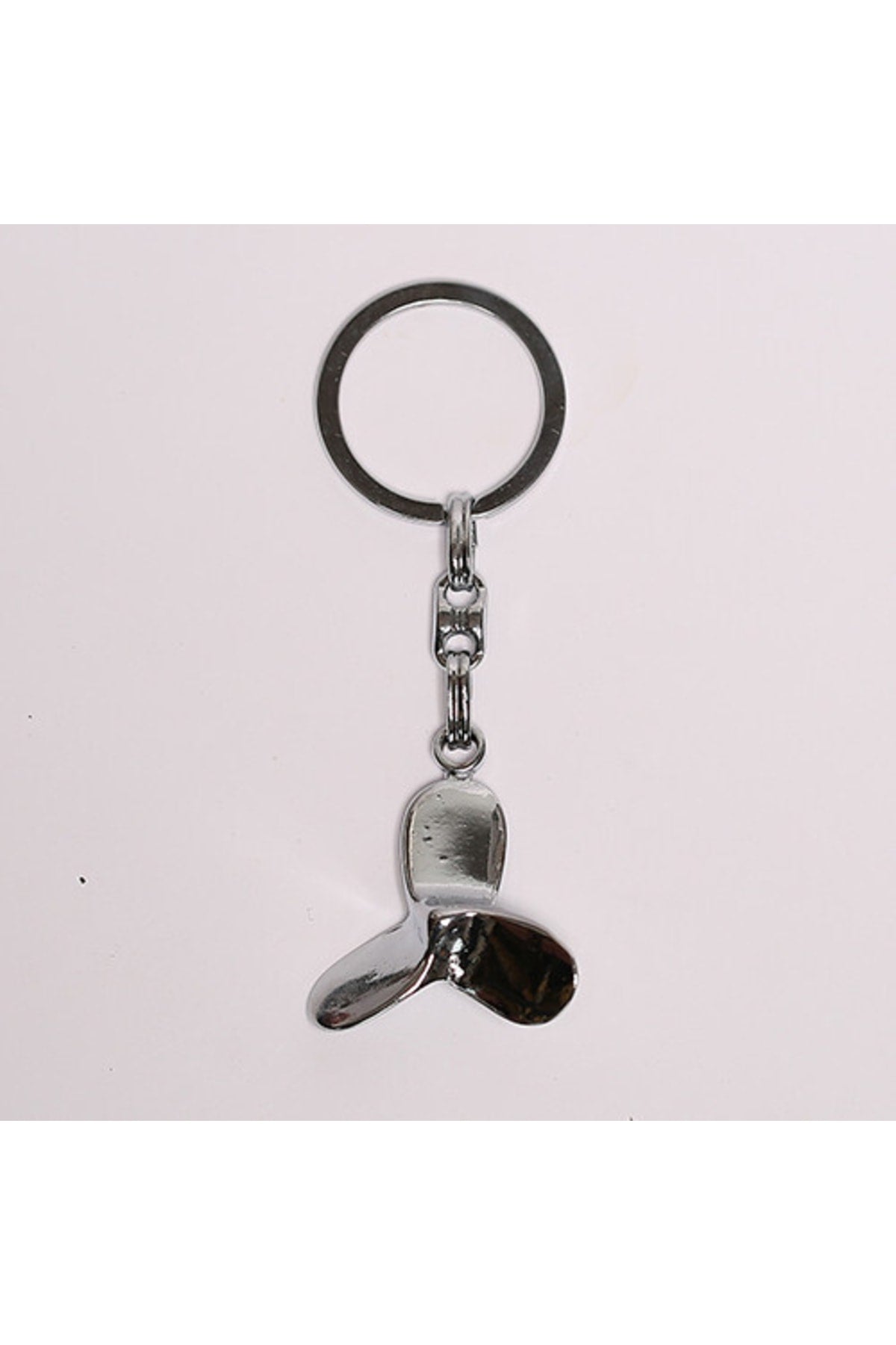 Metalik Gri Pervane Figürlü Çelik Anahtarlık