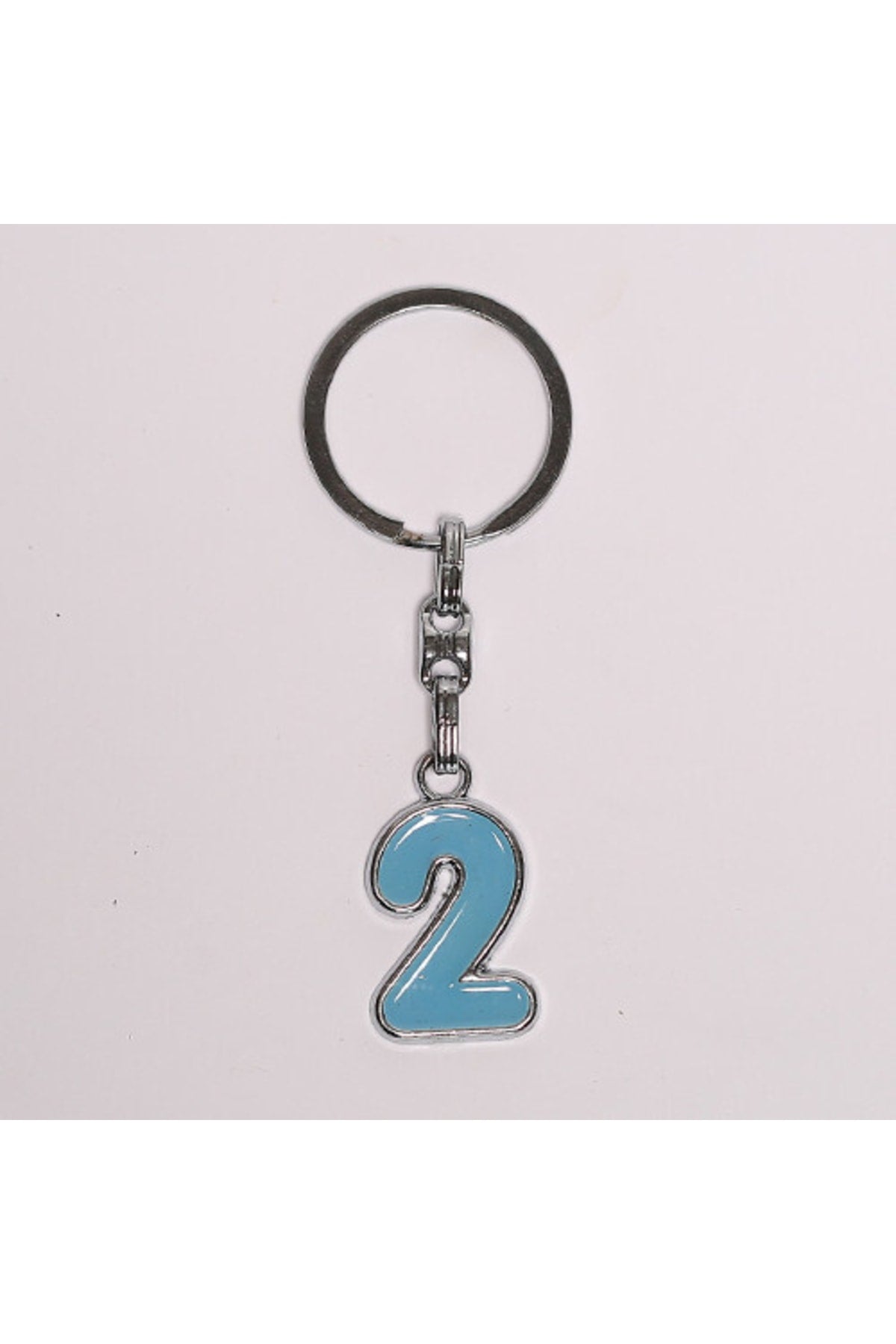 Açık Mavi 2 Rakamlı Çelik Anahtarlık