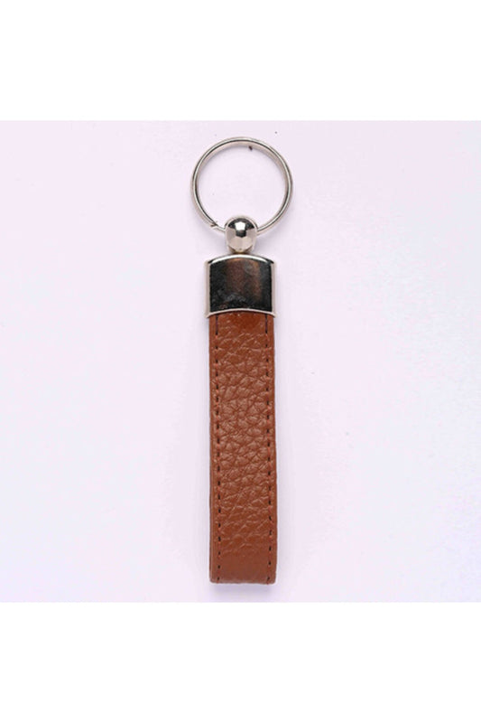 Yenihayat Deri Saplı Anahtarlık Kahverengi-metal