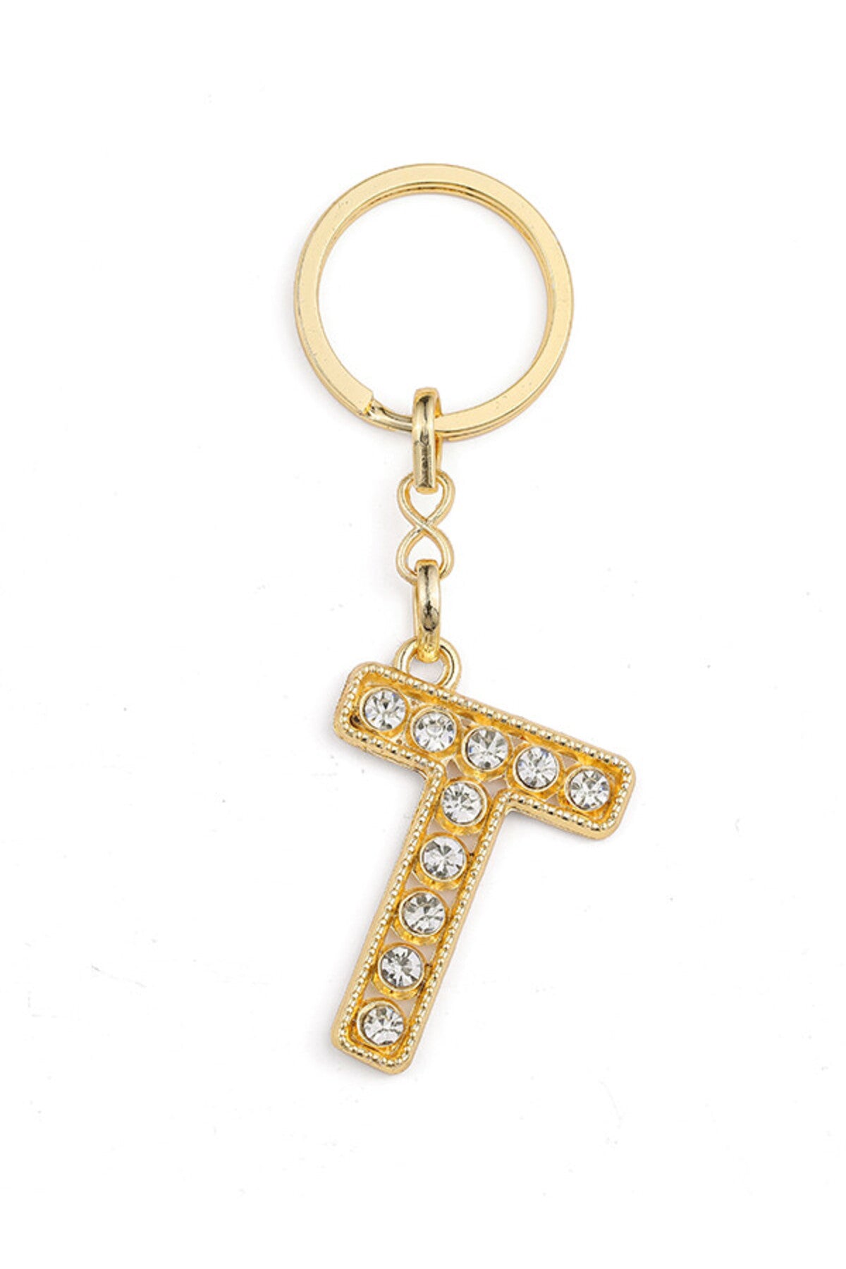 HARF TAŞLI ŞIK ANAHTARLIK GOLD T HARFİ