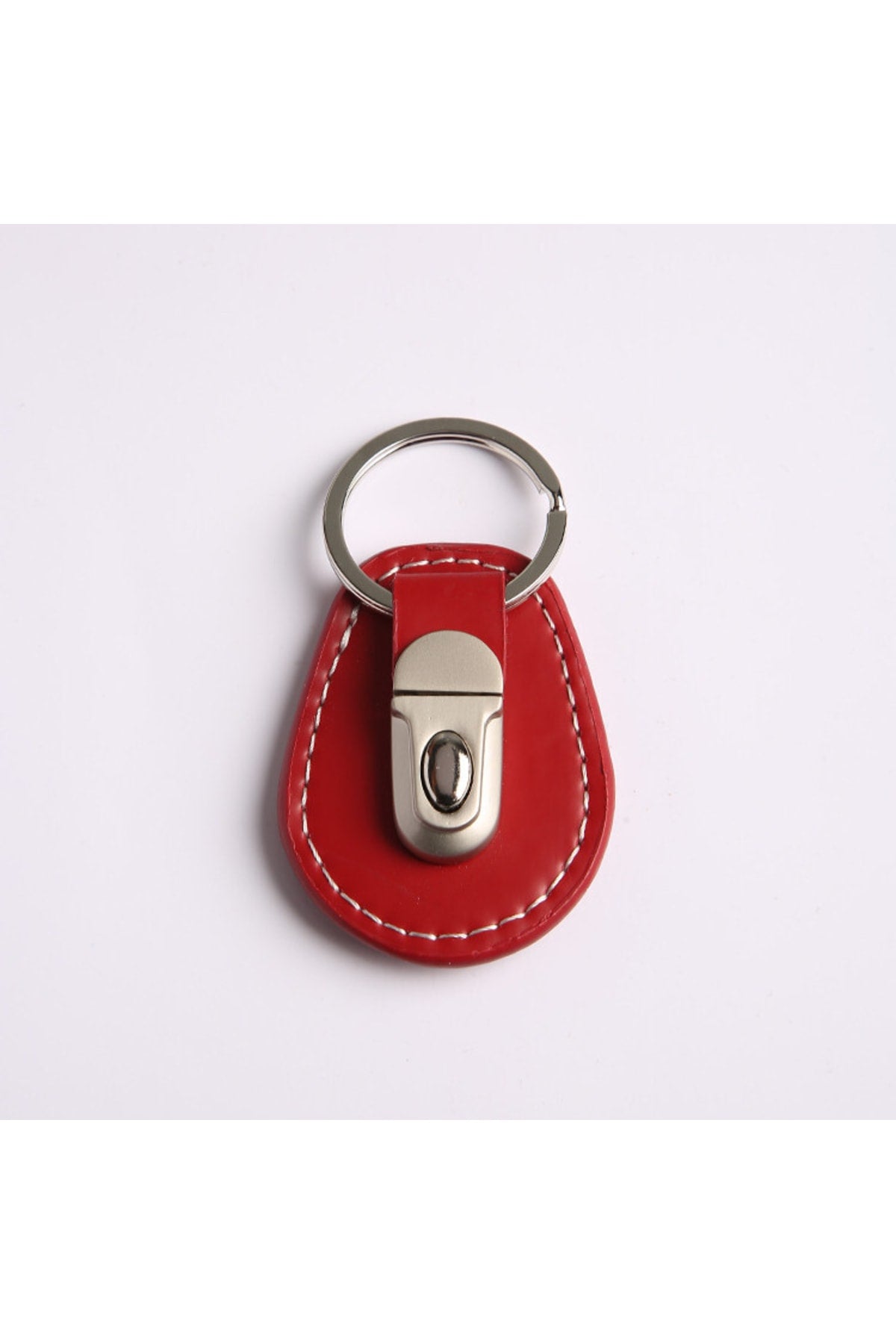 Kırmızı Deri Anahtarlık Çelik
