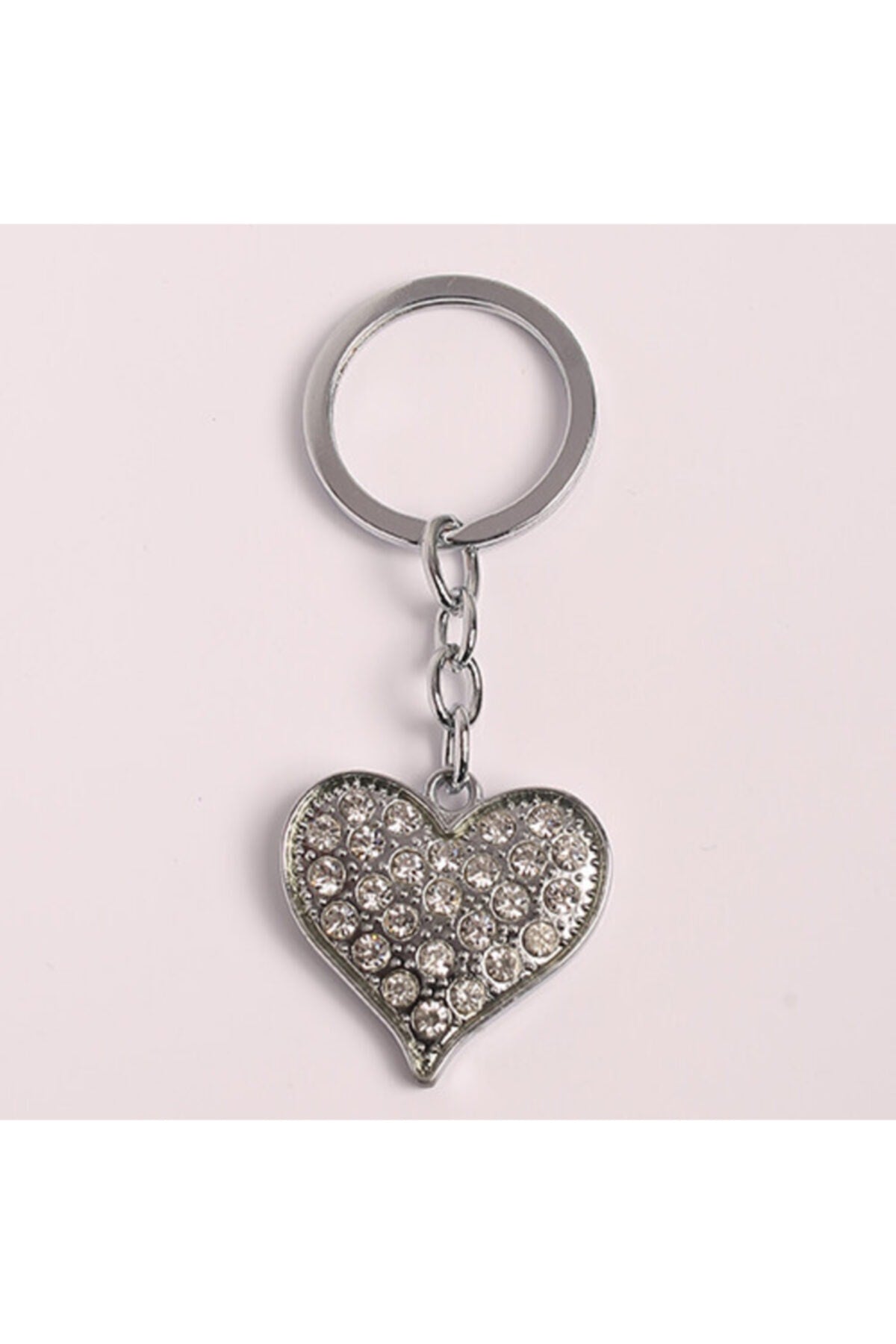 Yenihayat Taşlı Kalp Desenli Tasarım Çelik Anahtarlık